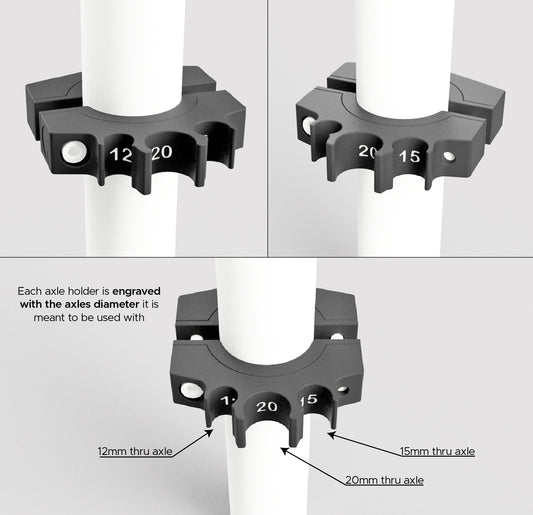 Our 3D printed Axle Holder has clear identifications to facilite its use in your workshop.