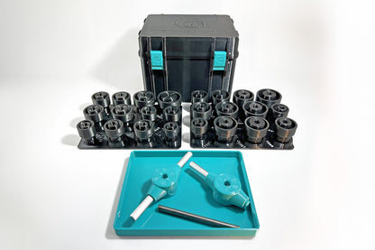 Our high impact resistance and quality 3D printed MTB Bearing Press Kits are now available with an optional Teal Is Real Toolbox Case!