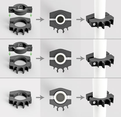 Our 3D printed Axle Holder tool is made to fit on bike stand post up to 50mm in diameter.