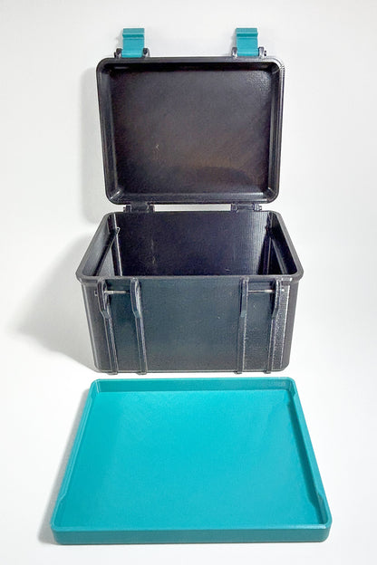 Our Standard Toolbox Case is of 170 x 130 x 130mm (length, width and height) of internal dimensions and comes with a tray.