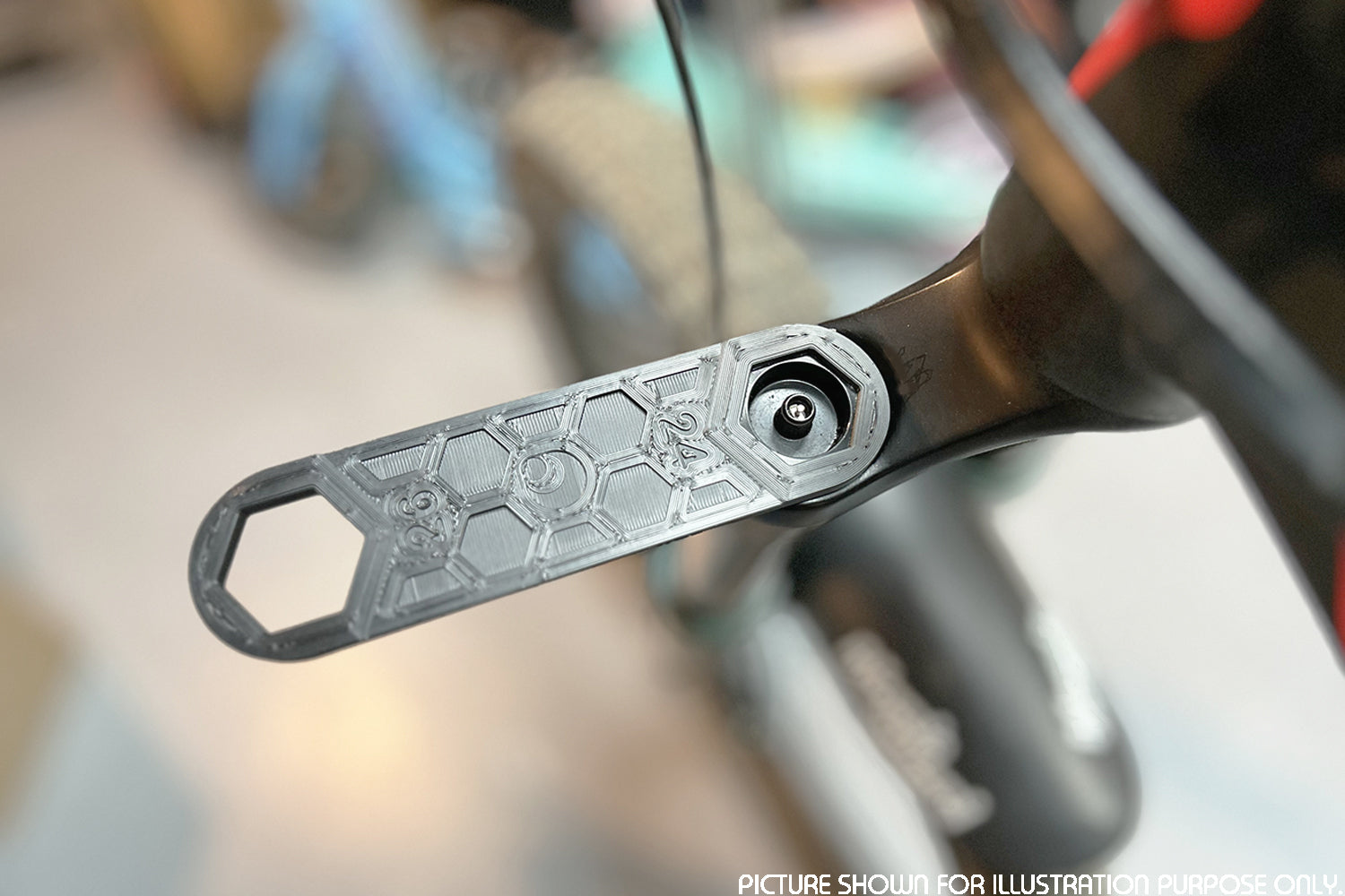 Our 3D printed 24-26mm Flat Spanners being used on a MTB suspension. A must-have for Home Mechanics!