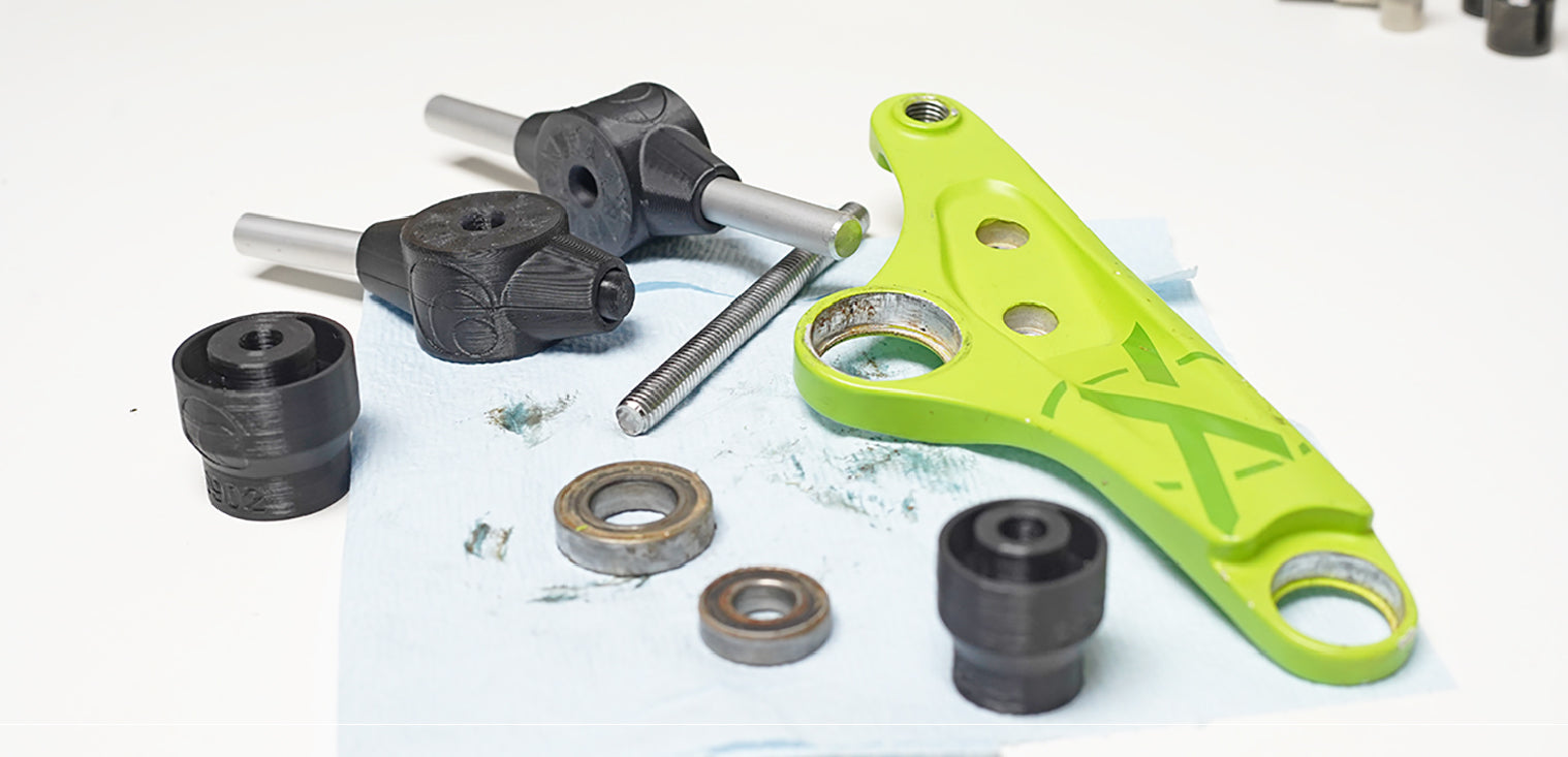 Extrated bearing using Momentum Cycle's Bearing Press Crank PRO and kits.