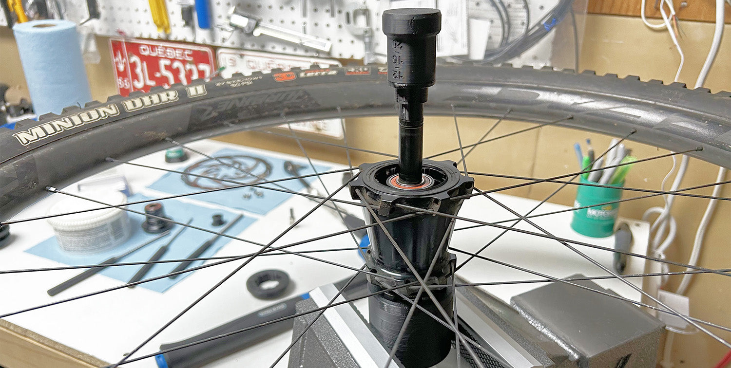 Wheel hub maintenance preparation using our 3D printed Wheel Hub Axle Removal Tool and Hub Support.