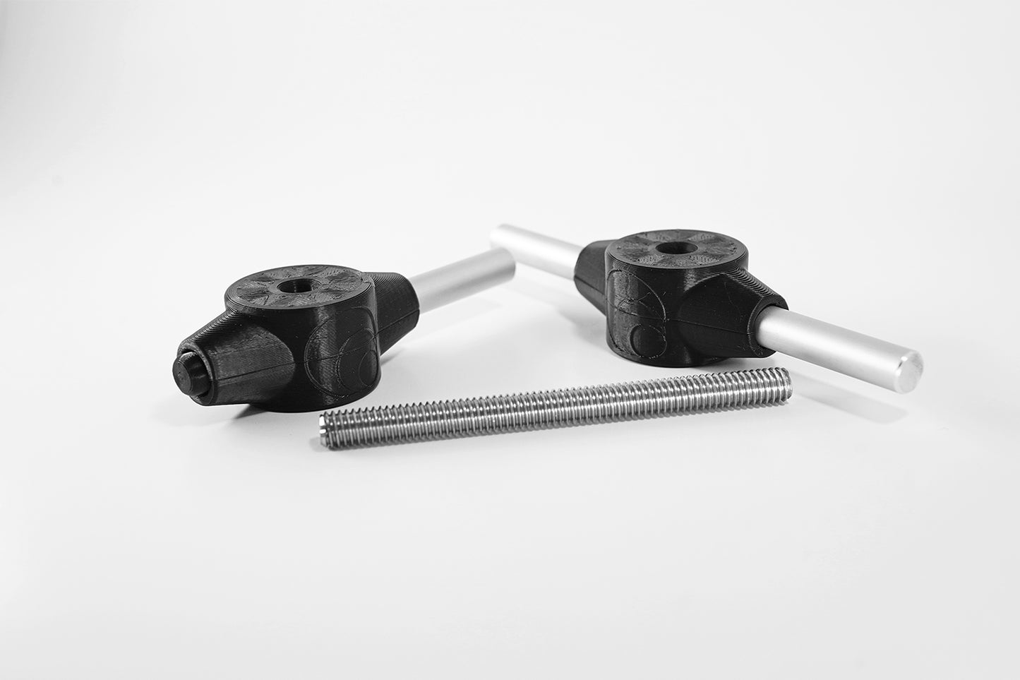 Mountain bike bearing press tool and crank with stainless steel threaded rod.